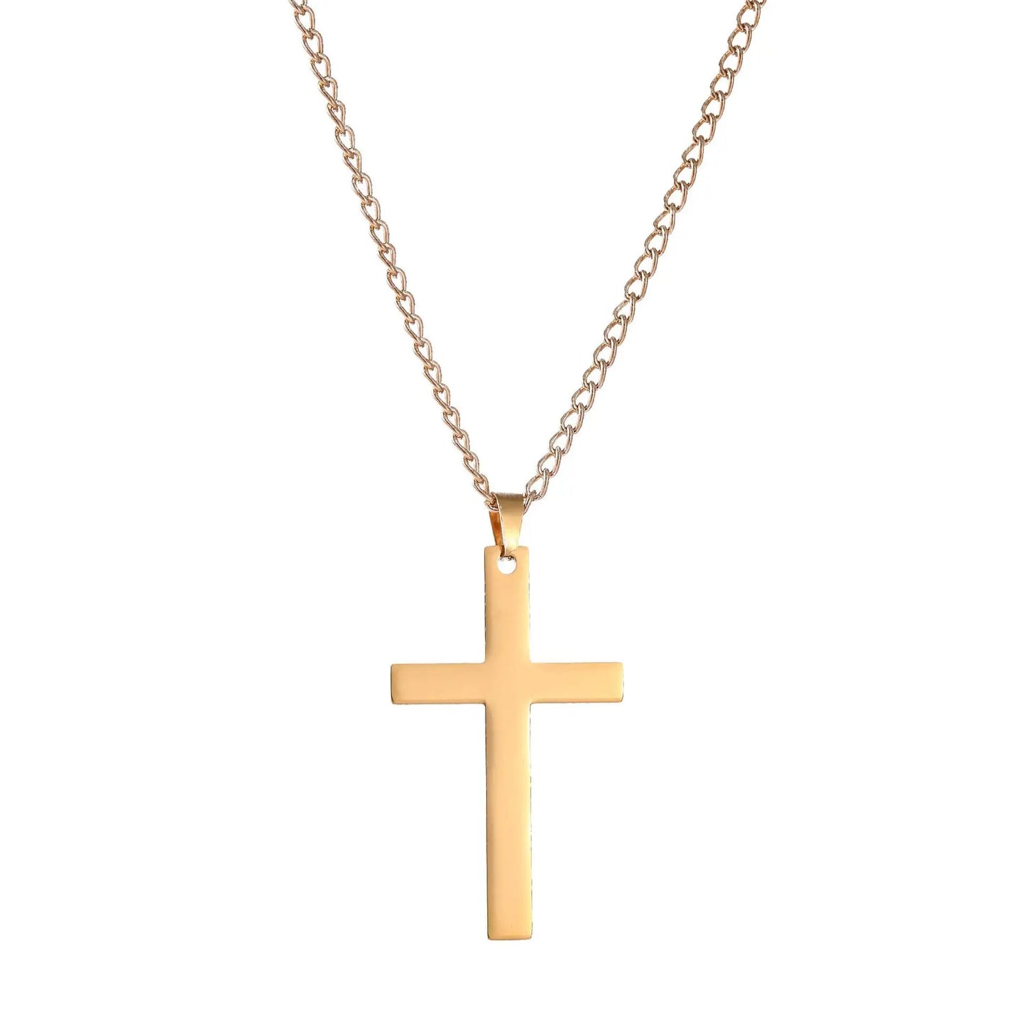 Men Hiphop Stainless Steel Cross Pendant Necklace Gold Titanium Necklace Bijoux