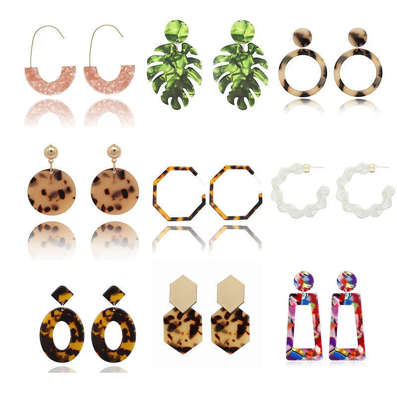 BSCI Factory YHJ Wholesale Jewelry Accessories Custom Acrylic Acetate Earrings Women Luxury Fashion Jewelry Earring