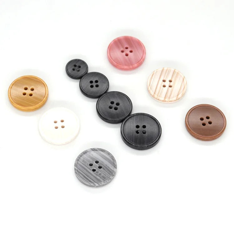 Wholesale Stick Pattern Four Eyes Resin Wind Coat Wool Texture Button