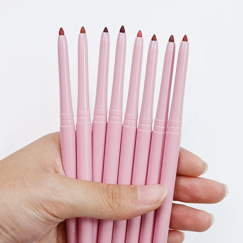 New Arrive Vegan Mineral Matte Waterproof Twist up Lip Liner Pencil Creamy Long-Lasting Travel Size Custom Logo Pink Automati