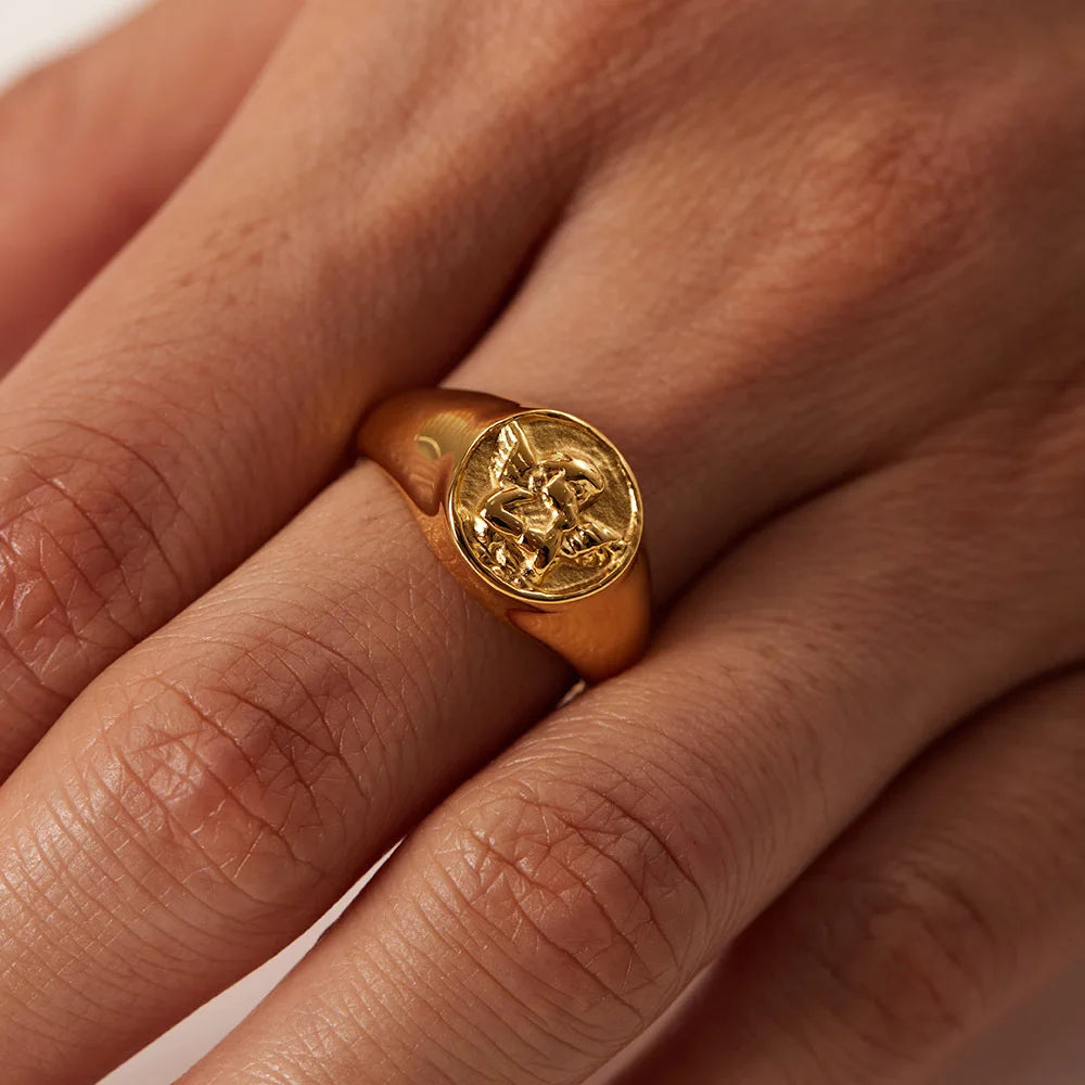 New Style Fashion Classic Texture Snake Design Layer 18K Gold Plated Stainless Steel Opening Rings