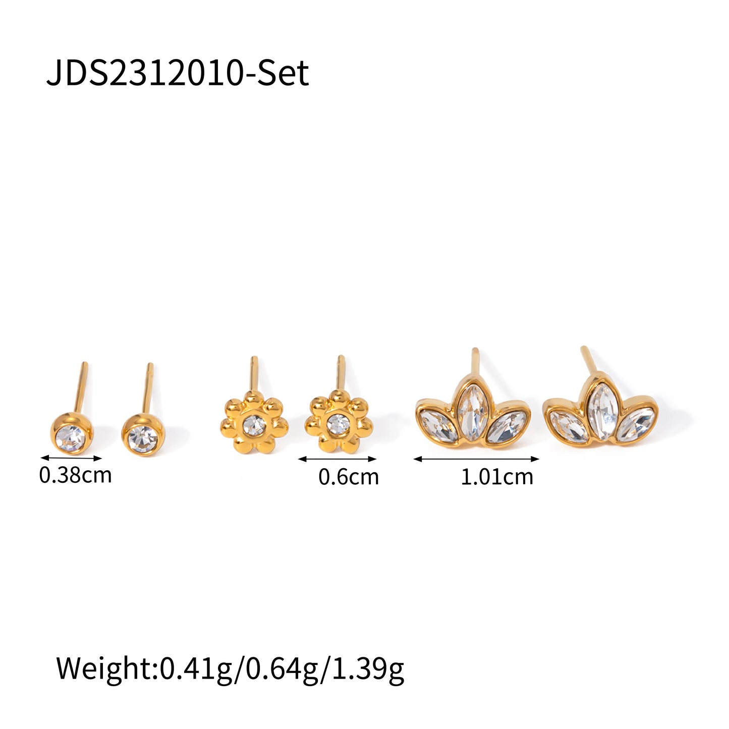J&D Stainless Steel Jewelry Minimalist Crystal Cubic Zircon Stone Flower Leaf Stud Earring Set Summer