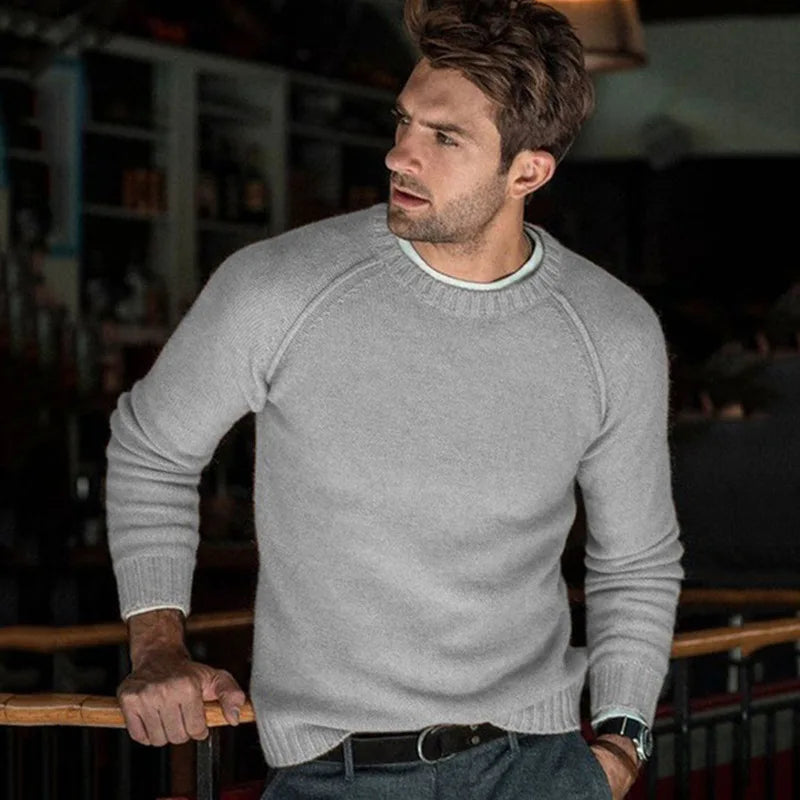 S-3XL Autumn Winter Round Neck Sweater Men's Casual Sweater Top Long Sleeve Pullover Sweater Crew Neck