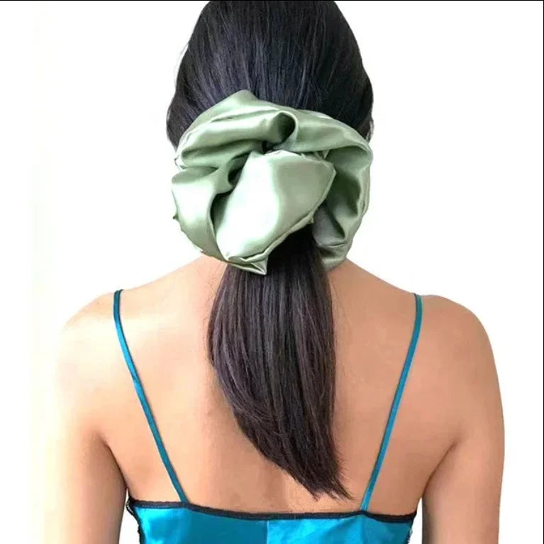 Trendy European and American Fashion Satin-Like Silk-Effect Extra-Large Fabric Hair Tie Sweet Women's Hair Accessory
