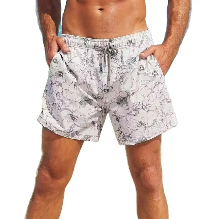 Customized Logo Men Printing Swim Trunks Men's Shorts Compression Liner 2 in 1 Summer Quick Dry Board Shorts Swimwear Beachwe