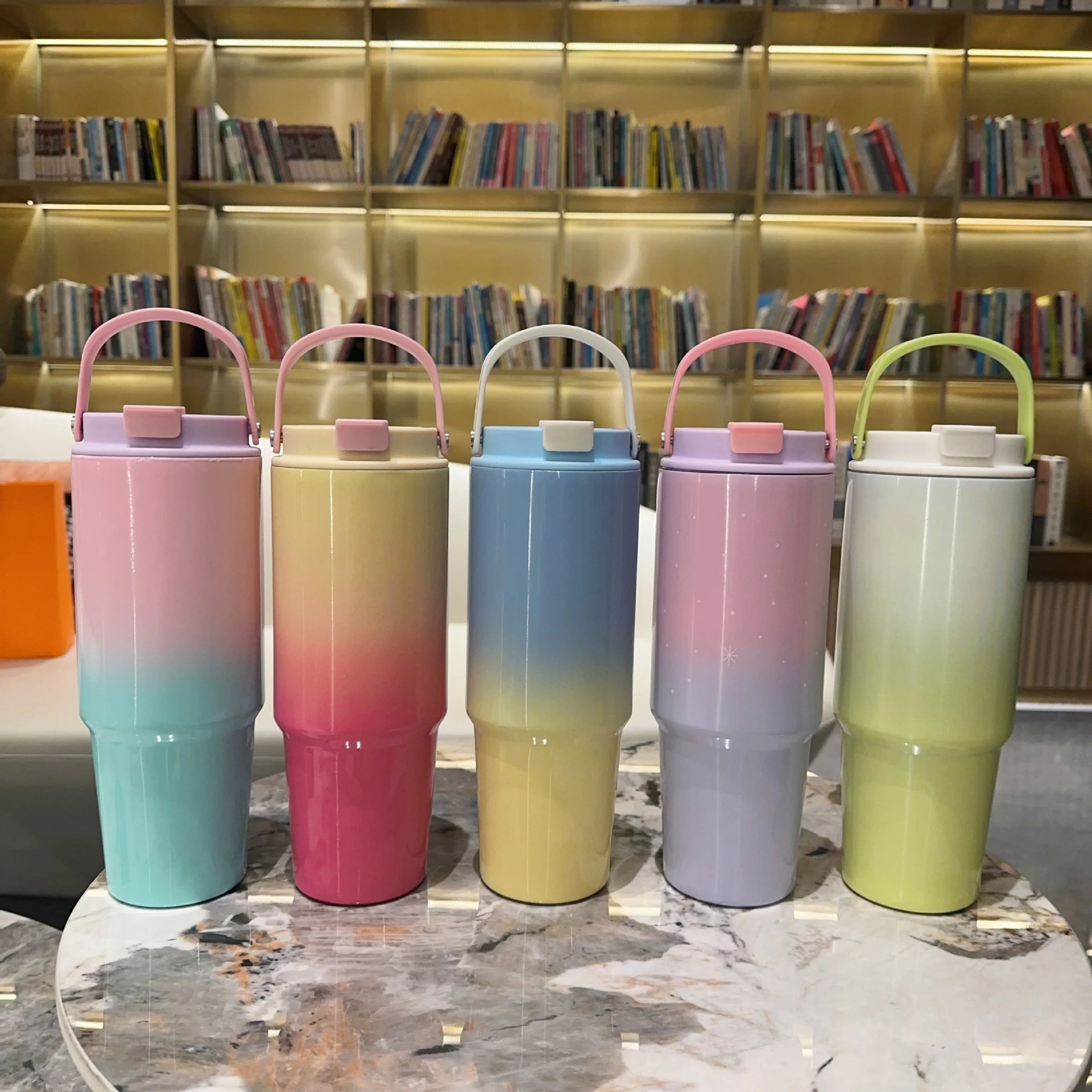 W07 New 30oz Stainless Steel Vacuum Tumbler Travel Car Cups Mug Double Wall Insulated Thermos Tumbler With Handle and Straw