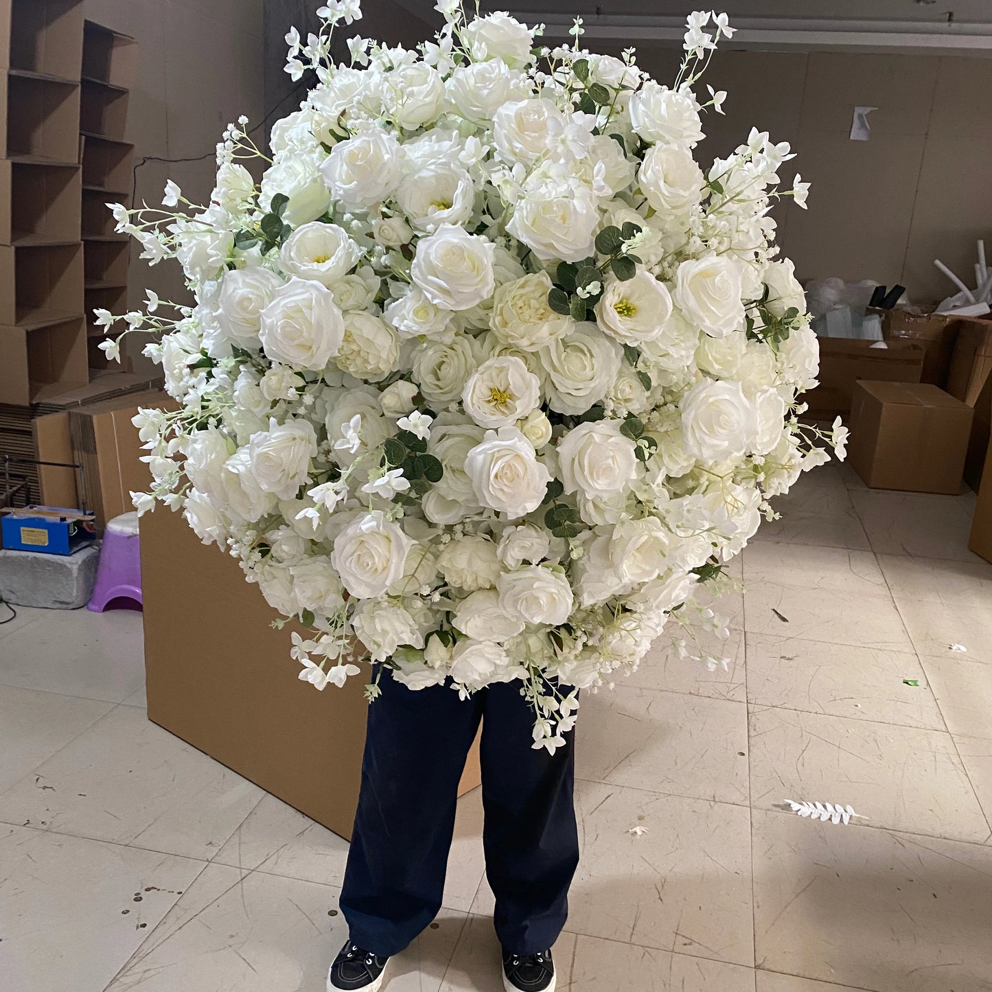 Customization 50cm 60cm 70cm White Red Large High Simulation Rose Arrangement Artificial Wedding Flower Ball Mother's Day
