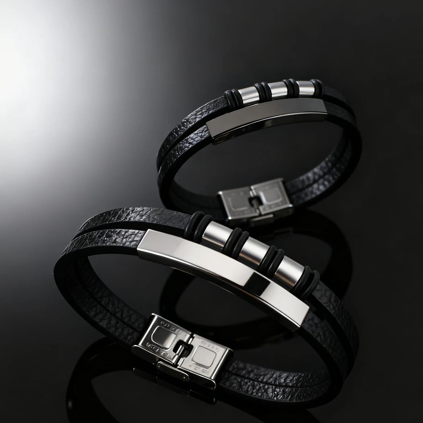 Wholesale Vintage Fashion Jewelry Gift Unisex Stainless Steel Engraving Leather Bracelet for Men