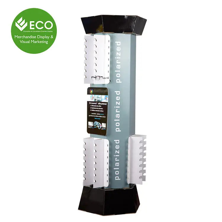 ECO Customized Foldable Modern Cardboard Floor Sunglasses Display Rack with Rotating Charging Display Recyclable & Economical