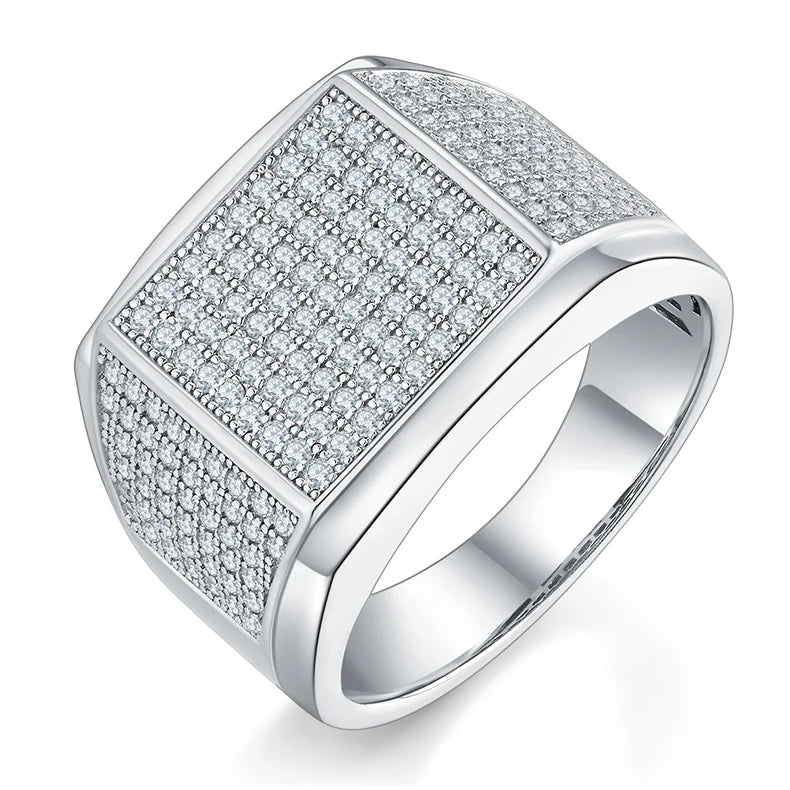 OAHLAN Fashion Fine Jewelry Cute ROHS Certified D Grade VVS1 Platinum Plated S925 Sterling Silver Moissanite Rings Men's Wedd