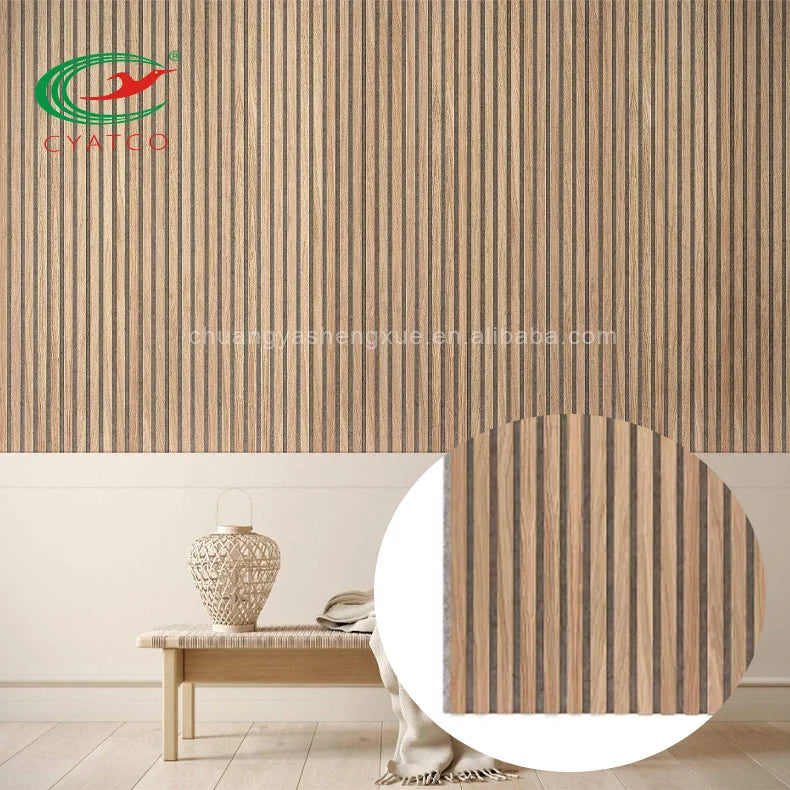 Modern Interior Wall New Design Wood Veneer Akupanel Acoustic Panel Wooden Slat Wall Perforated Fiber Acoustic Panel