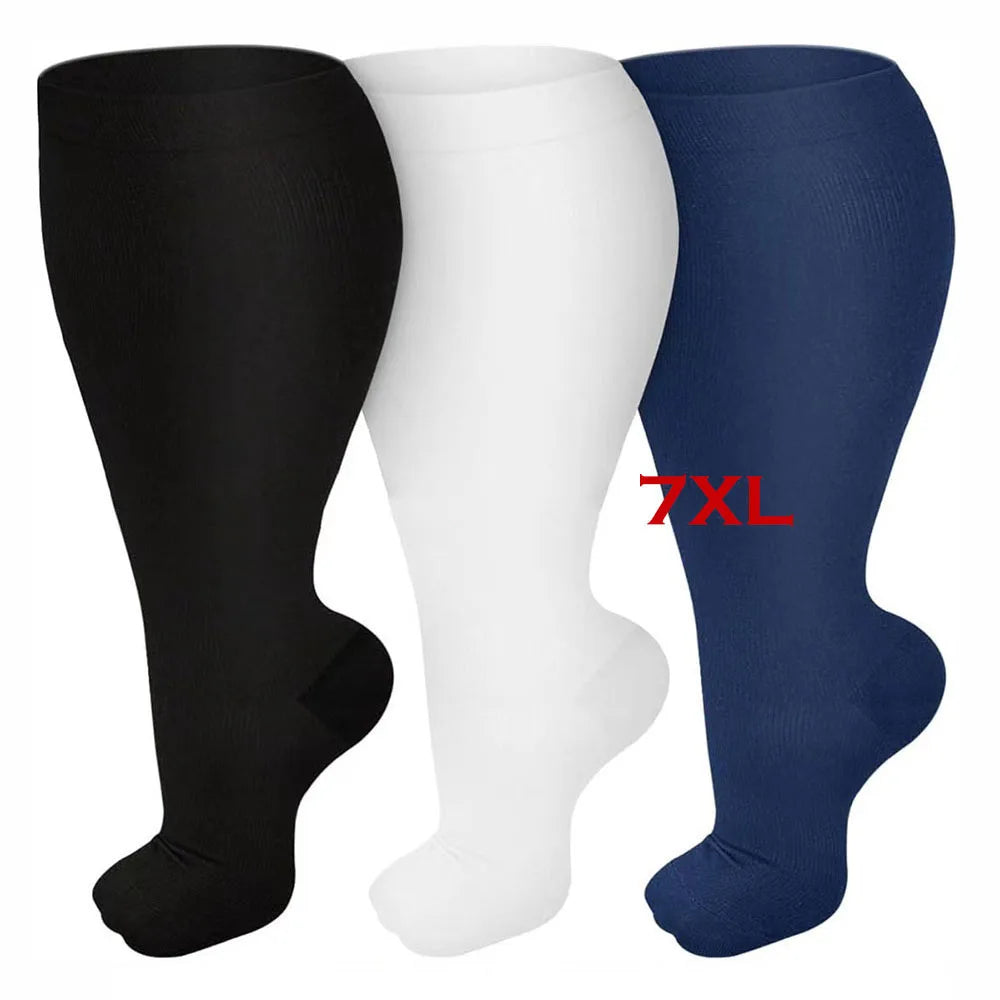Customized Logo Workout Knee High 7XL Plus Size Stockings Women Men Athletic Nurse Extra Large Wide Calf Compression Socks