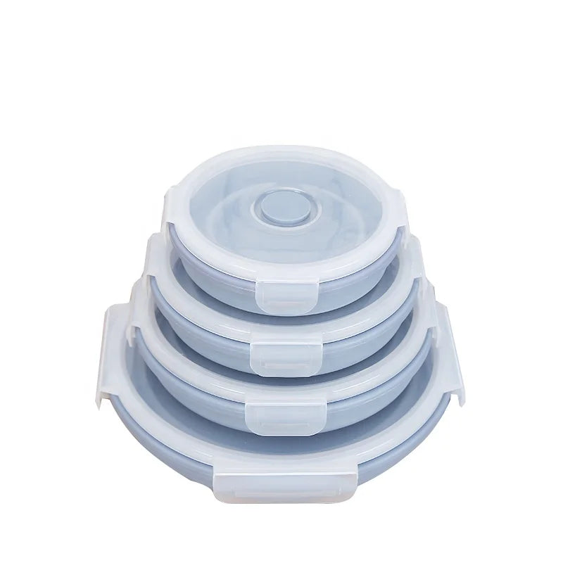 Silicone Collapsible Lunch Box Food Storage Box Microwave Portable Picnic Camping Outdoor Lunch Box