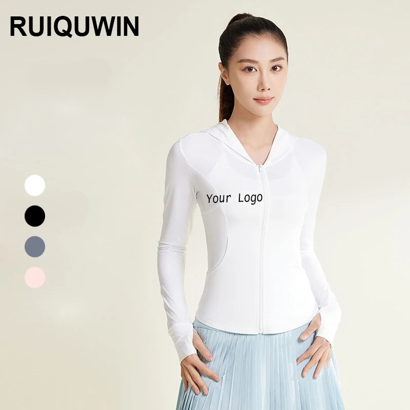 RUIQUWIN OEM Women Solid Color Long Sleeve Yoga UPF Clothing for Women Ice Silk Fishing Jackets Sun Protection Clothing