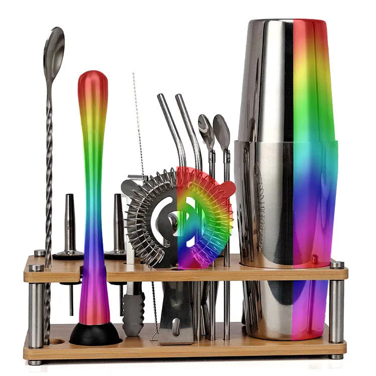 Hot Selling 17 PCS Stainless Steel Bartender Kit Set Includes Martini Shaker Measuring Jigger Mixing Spoon for Cocktail Shake