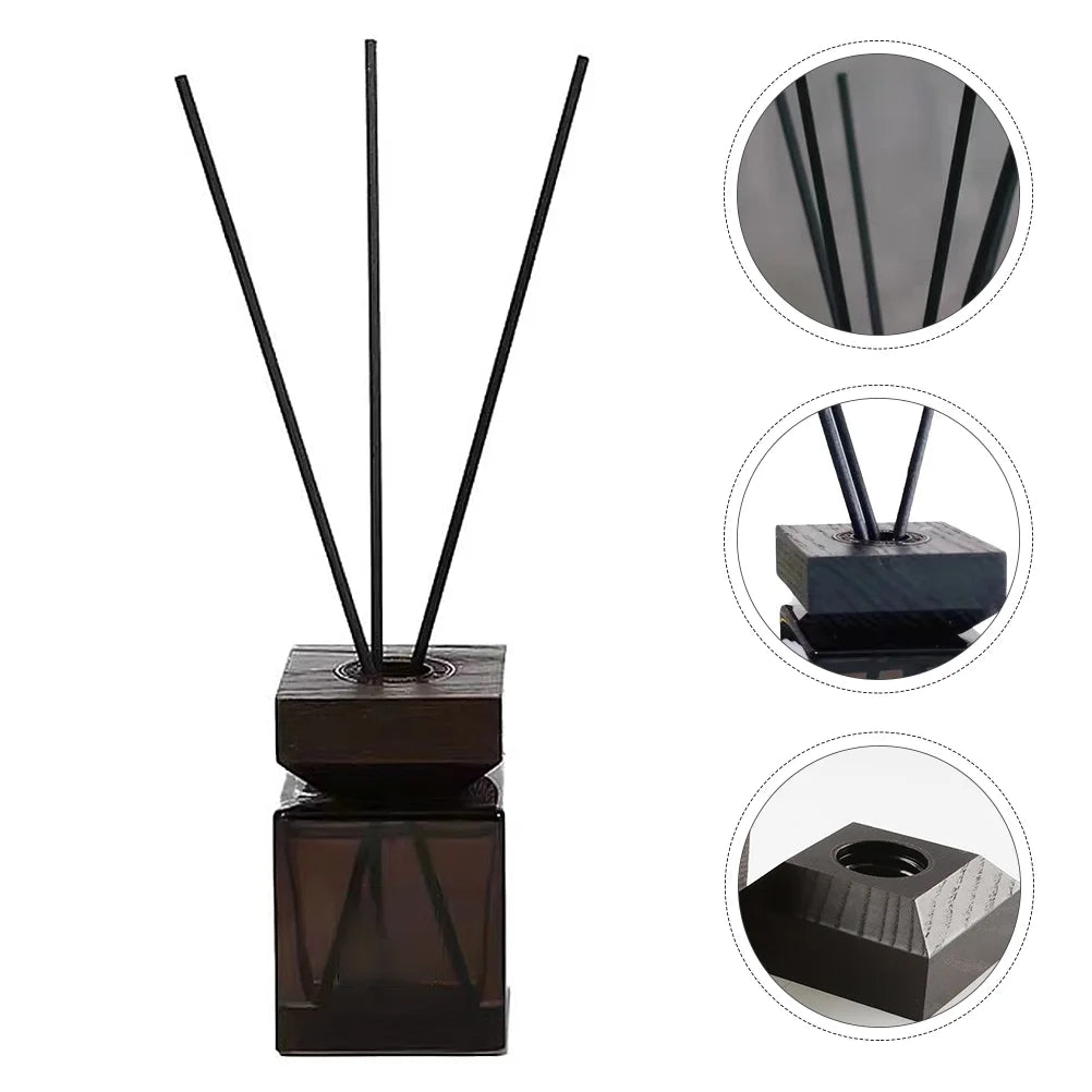 150ml Luxury square Matte Black Fireless Aromatherapy Glass Bottle Aroma Perfume Fragrance Reed Diffuser Bottle With Wooden L
