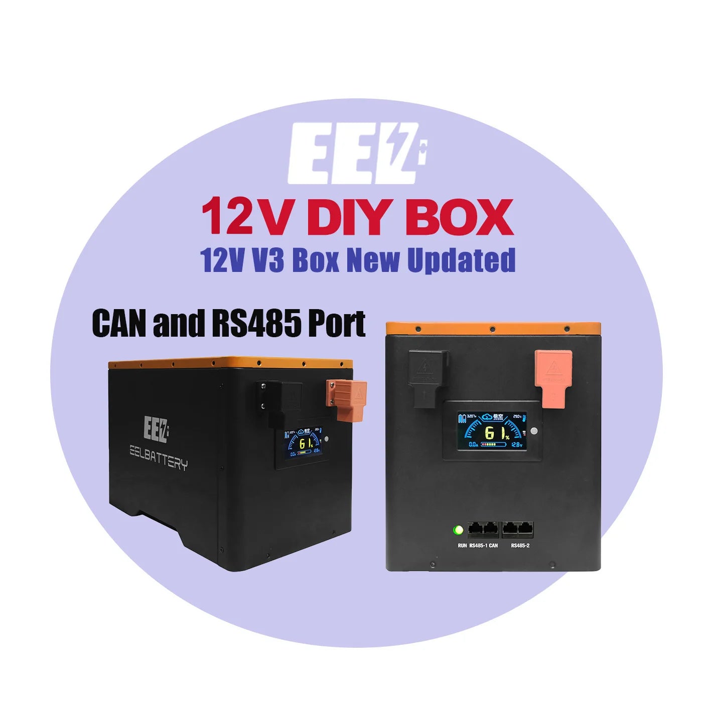 EEL 12V New V3 LCD Battery DIY Box Built-in 200A BMS with 2A Active Balance for Lifepo4 280ah-330ah optional CAN/RS485 12V Bo
