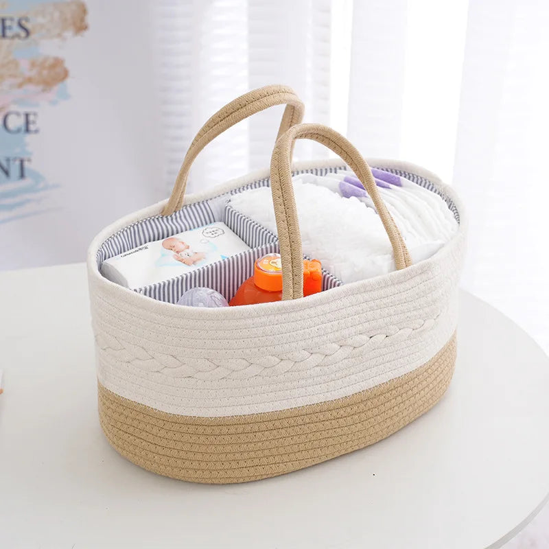 Wholesale Bamboo Eco-Friendly Baby Storage Basket for Baby Bottles and Diapers
