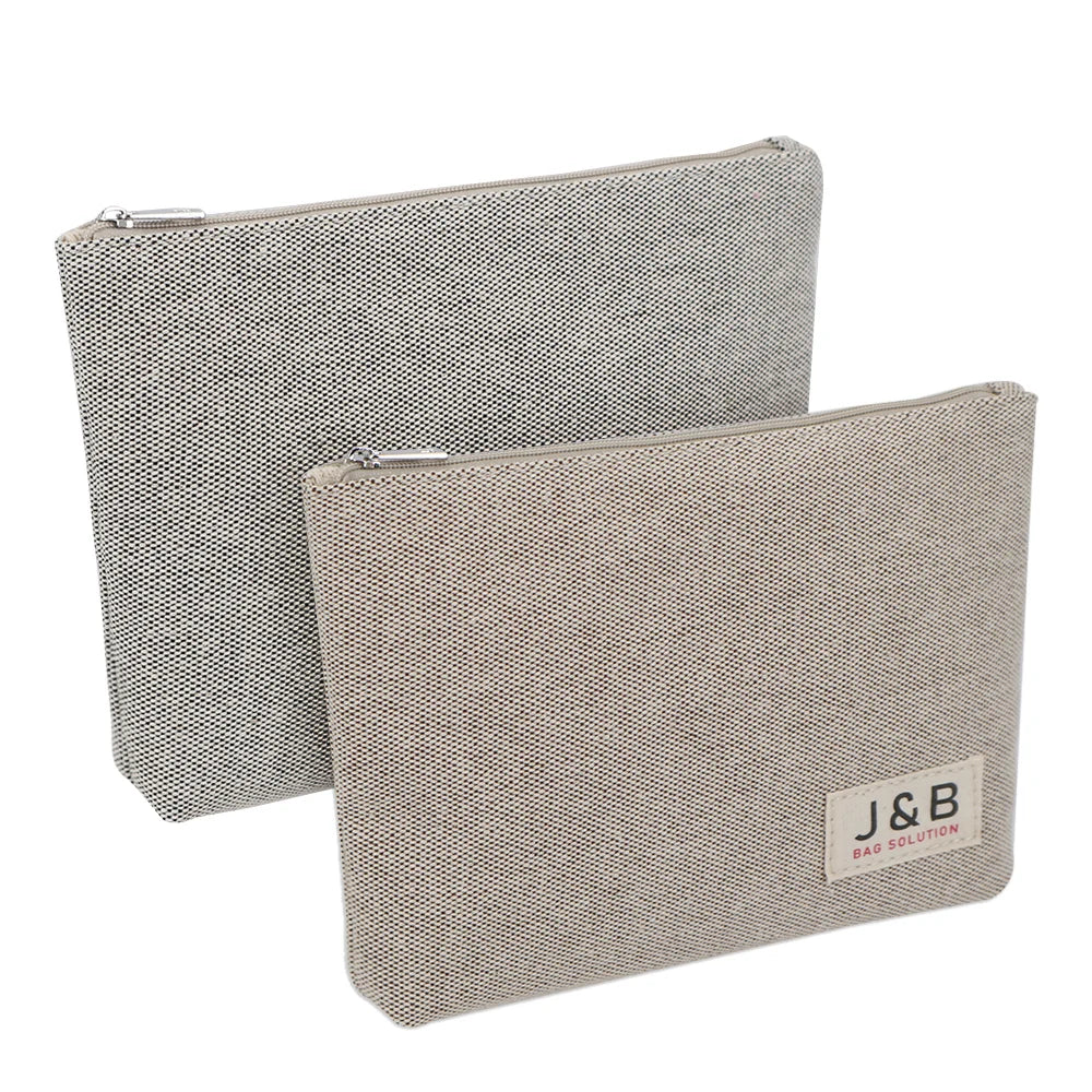 New Arrival Heavy-Duty Cotton Canvas Zipper Pouch Bag with Label Logo Eco Friendly Two Tone Cotton Makeup Tools Gift Bags