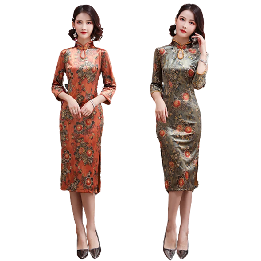 Super Large Size Lace Dress Woman Lady Elegant Dress Cheongsam Girls Fashion Silk Party Dresses Clothes Price for Ladies