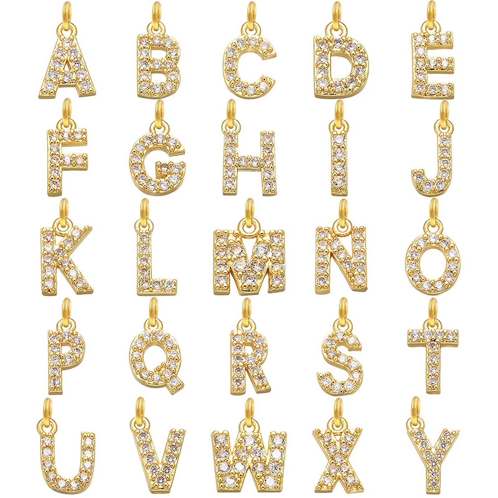 Fenny 18K Gold Plated Luxury Zirconia Initial Alphabet English Letter Pendant Necklace Stainless Steel Jewelry Wholesale