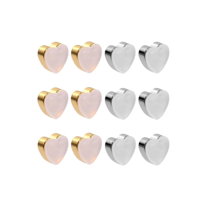 12 Pcs 14K Real Gold Plated Clear Comfort Design Silicone Flat Earring Backs Heart Shape Studsfor Earring DIY Jewelry Making