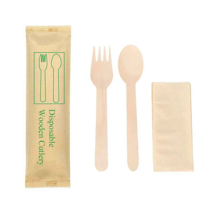 China Manufacturer Custom Biodegradable Disposable Wood Cutlery Set Wooden Knife Fork Spoon for Business Party