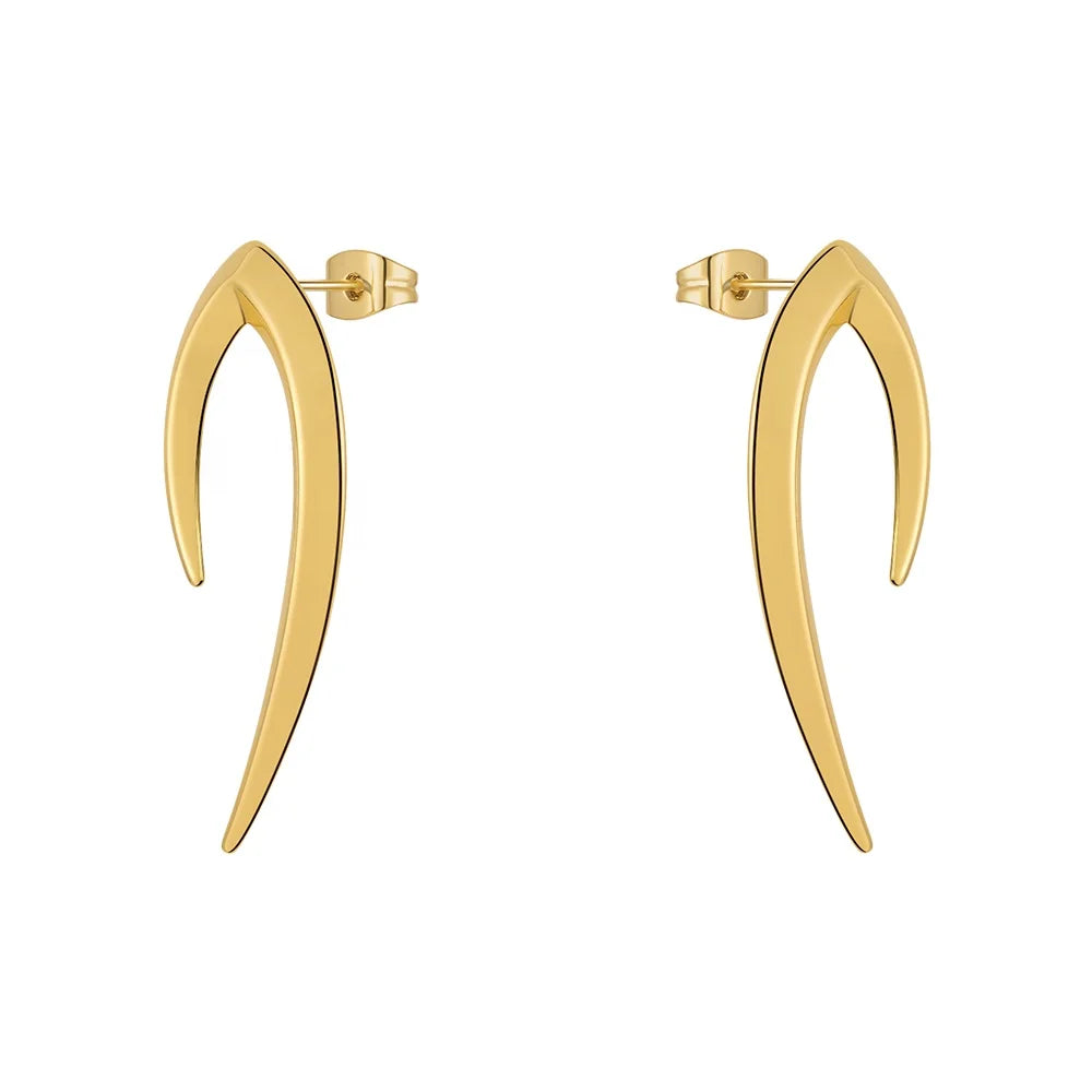 Original Design 18K Gold Plated Brass Jewelry in Ear Stud for Women Gold Color Blade Piercing Pendientes Punk Earrings E22143