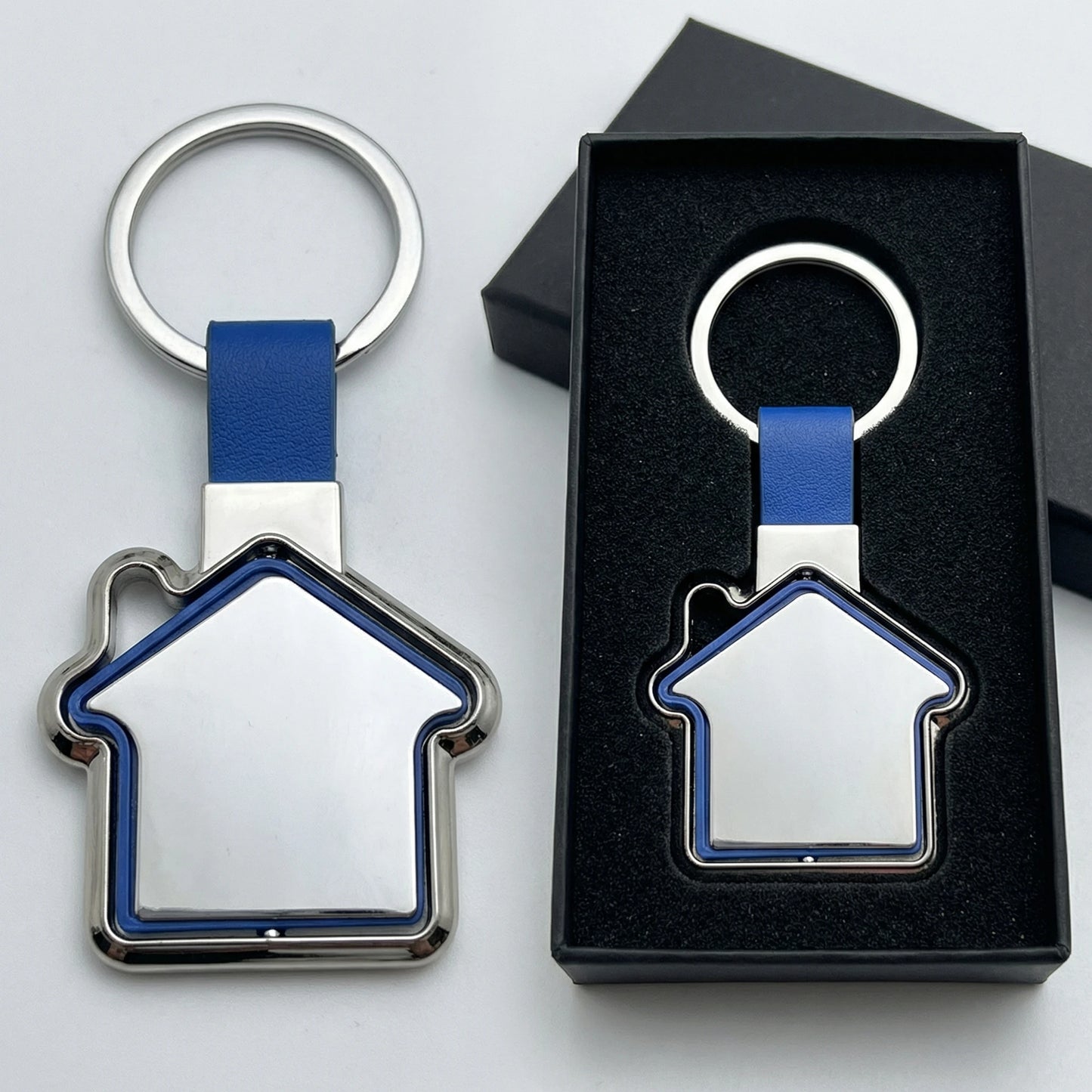 Wholesale Manufacturer Spinning Key Chain Soft Enamel Die Cast Metal House Keychain Custom Logo Spinning Metal Keychain