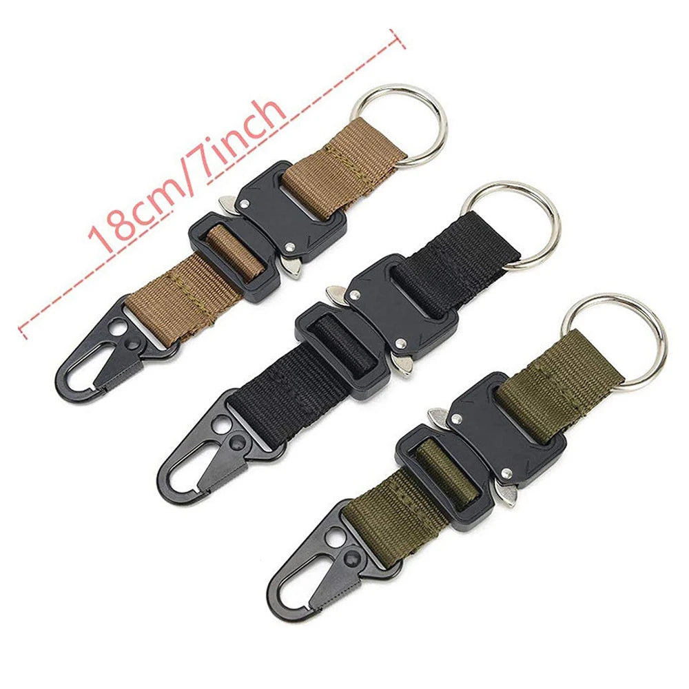 Customized Outdoor Tactical Keychain Adjustable Nylon with Quick Release Metal for Buckle Woven Technique Climbing Pattern