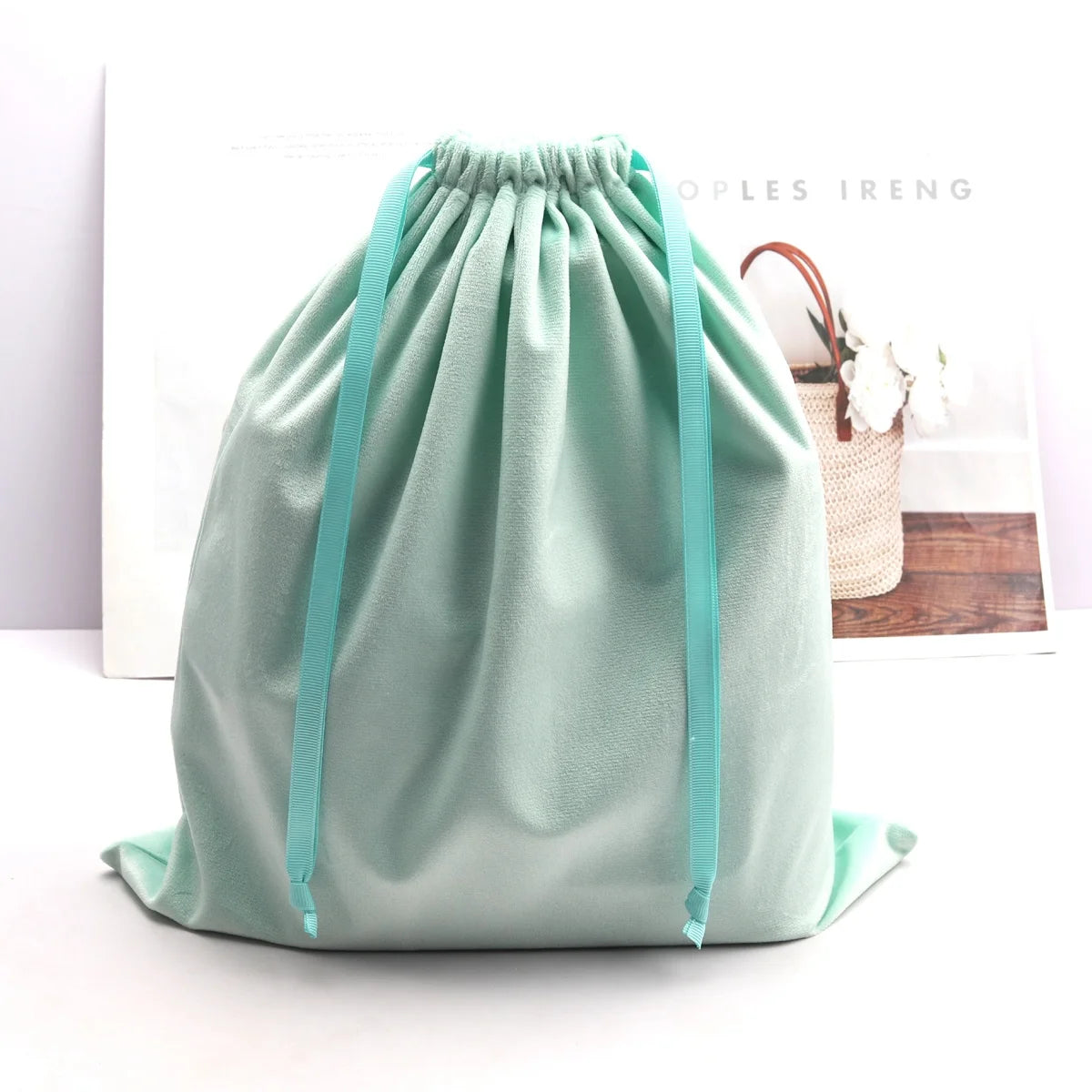 Custom Velvet Bag for Hair Bundle Weeding Party Christmas Gift Packing Drawstring Velvet Flannel Dust Pouch Bag
