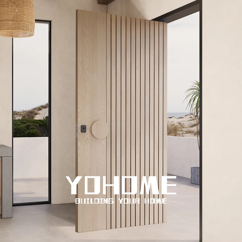 European Standards Custom Luxury Front Wood Door Pivot Front Doors for Houses Modern External Wooden Doors