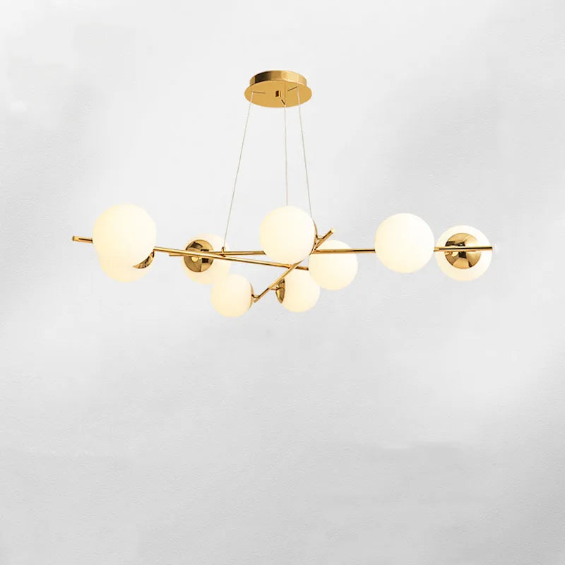 Eye Protection Stereo Light Effect High-End Modern Simple Living Room Dining Room Chandelier White Ball Glass Pendant Lamp