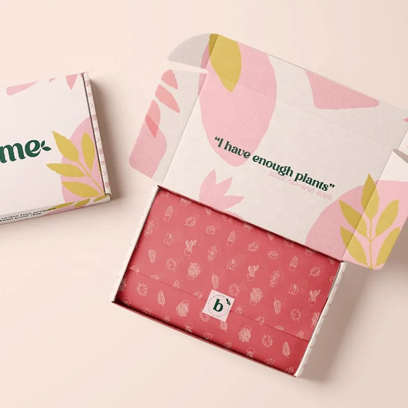 Eco Friendly Reusable Pink Biodegradable Matt Lamination Corrugated Box Embossing for Clothing Beverage Shoes Underwear Socks