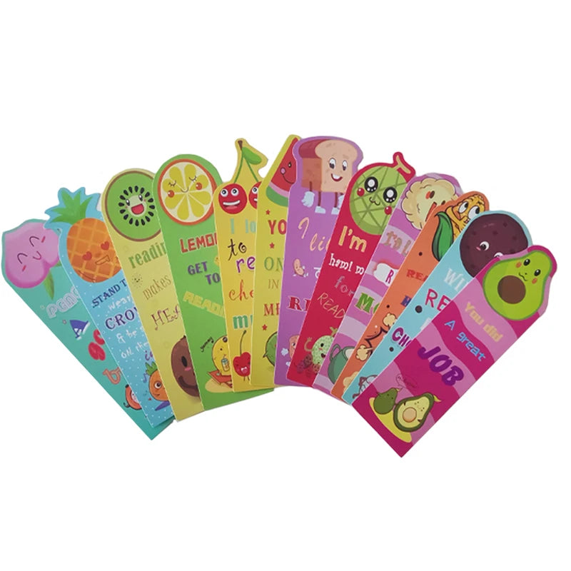 Hot Stock 12 Scented Bookmarks Fruit Flavored Children's Reading Marker Bookmarks