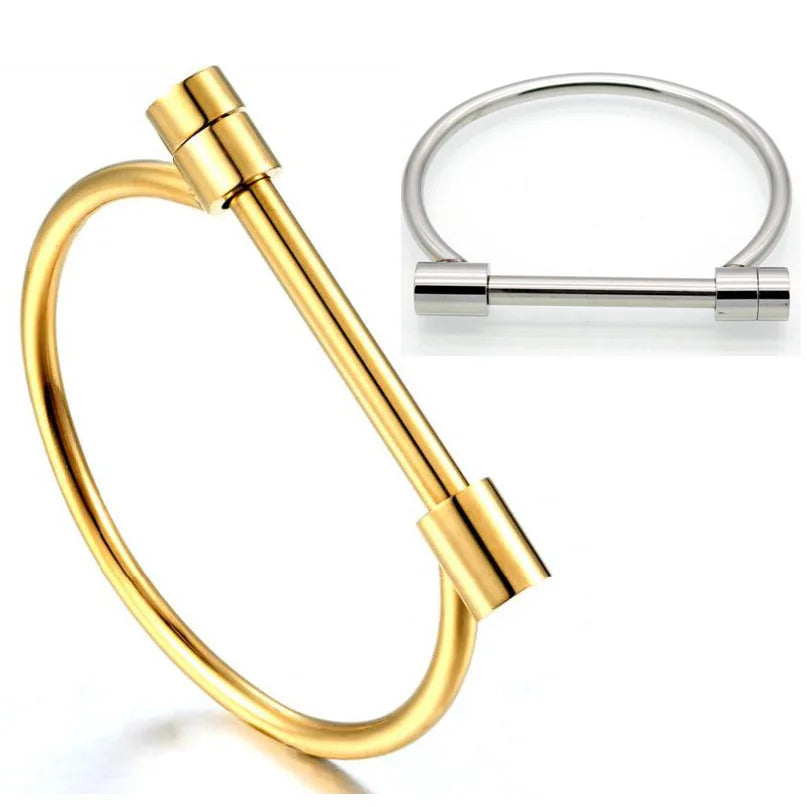 Simple Design Stainless Steel d Shaped Horseshoe Bangle Bracelet