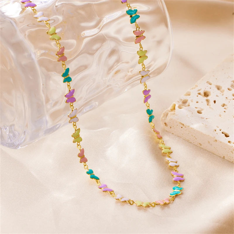 2024 Fashion Stainless Steel Butterfly 18K Gold Plated Necklace for Women Jewelry