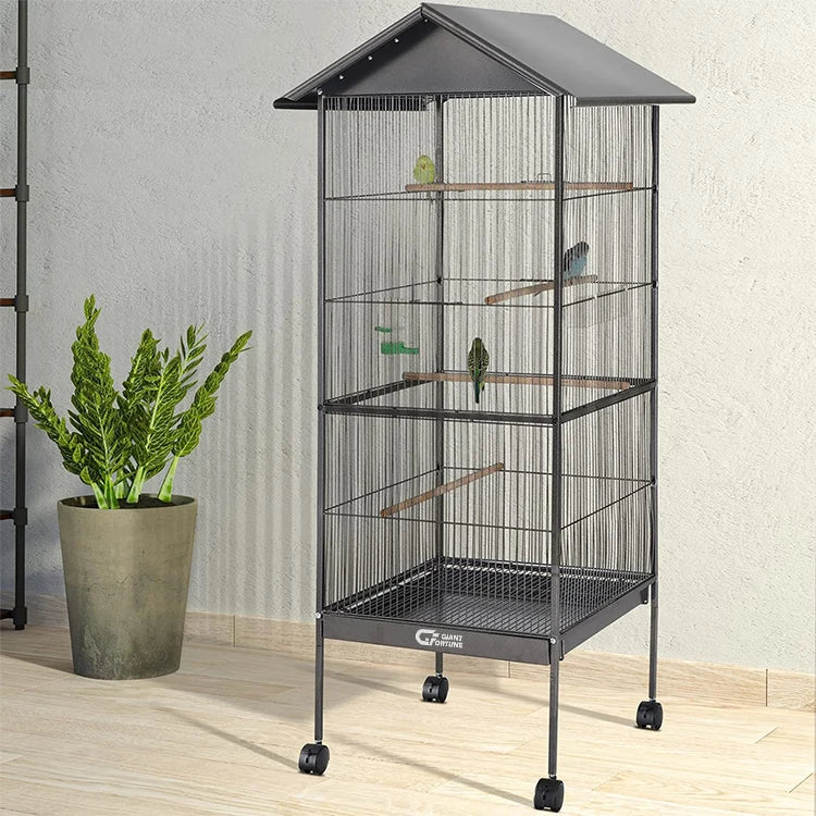 Large Bird Cages Parrot Cage Wide Flight Metal Animal Cage for Budgie Parakeet With Rolling Stand Wheels