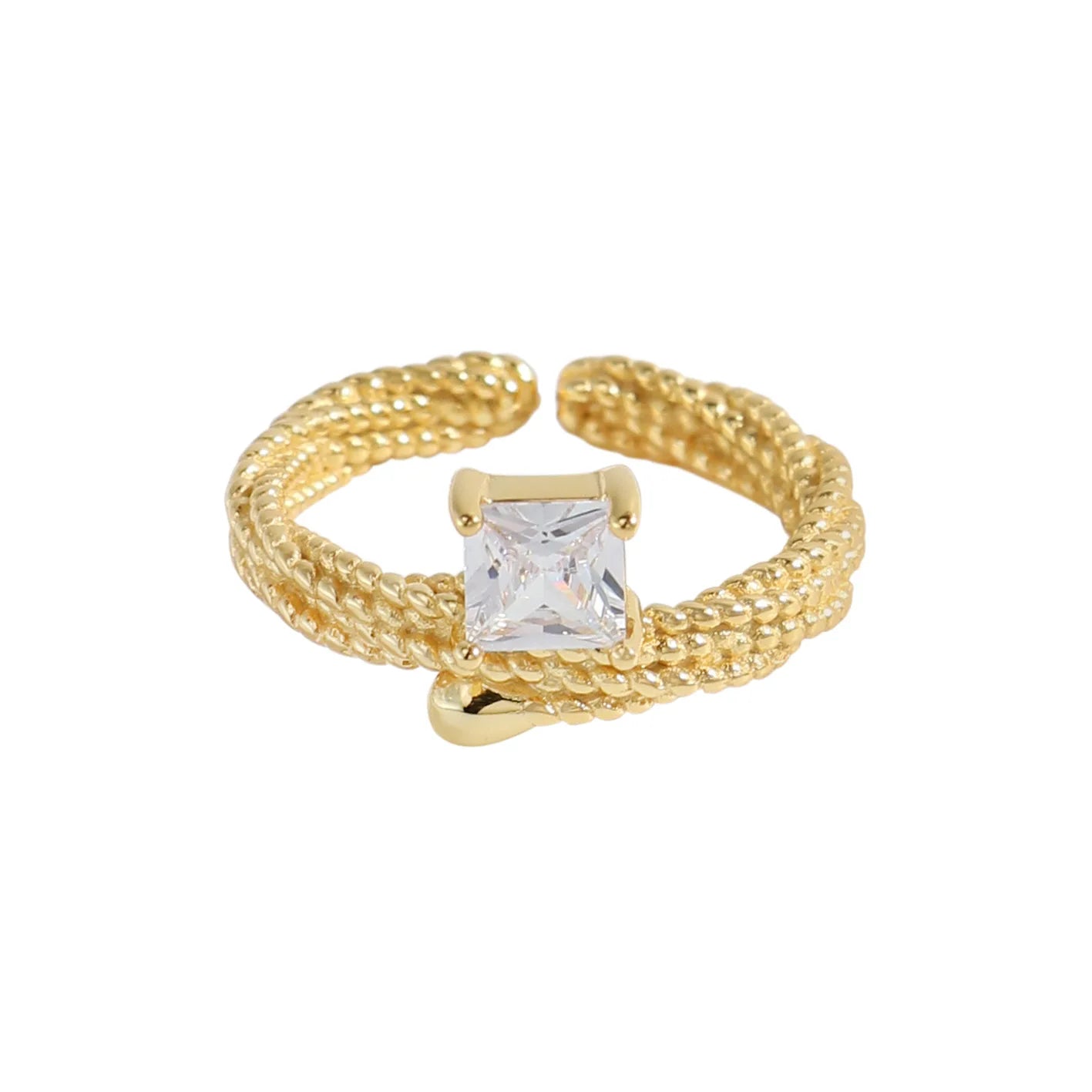 VIANRLA 925 Sterling Silver Ring Minimalist Valuable 18K Gold Plated Zircon Twist Ring Support Dropshipping Free Laser Logo
