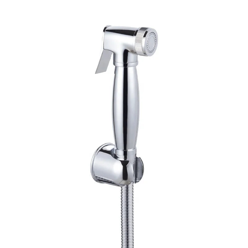 Chrome Brass Modern Wall-Mounted Bidet Sprayer Set with Vertical Spray for Bathroom Toilet Cleaning and Hotel Use
