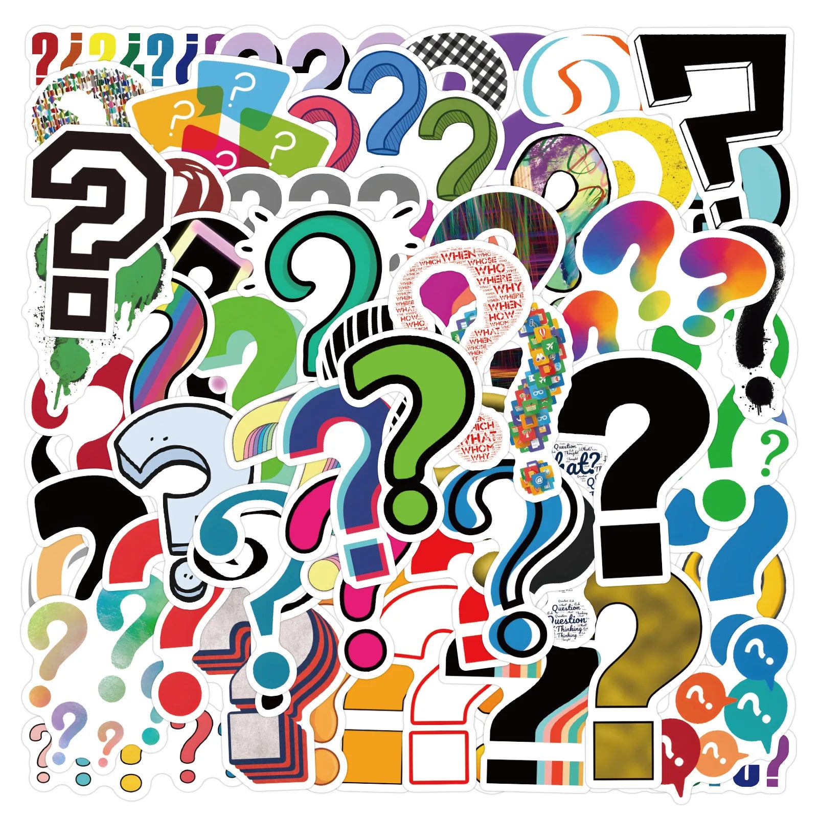 60PCS Cool Fashional Colorful Cartoon Question Mark Stickers