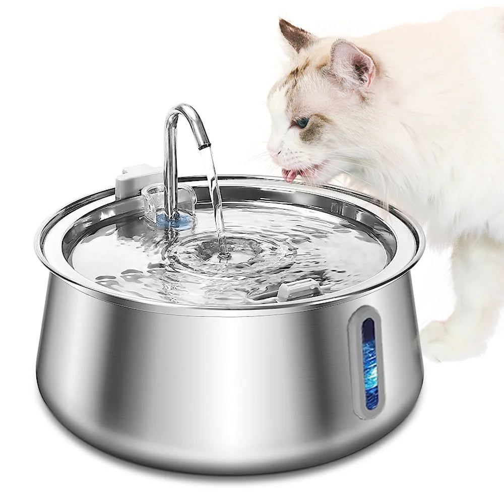 2026 New Design Ultra Quiet 4L Smart Cat Water Fountain Stainless Steel Bowl Automatic Pet Water Dispenser with Filter for ca