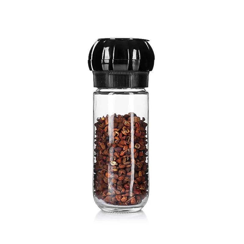 Carton Pack 4oz 100ml Round Shape Spice Pepper and Salt Glass Grinder Bottle with Lid