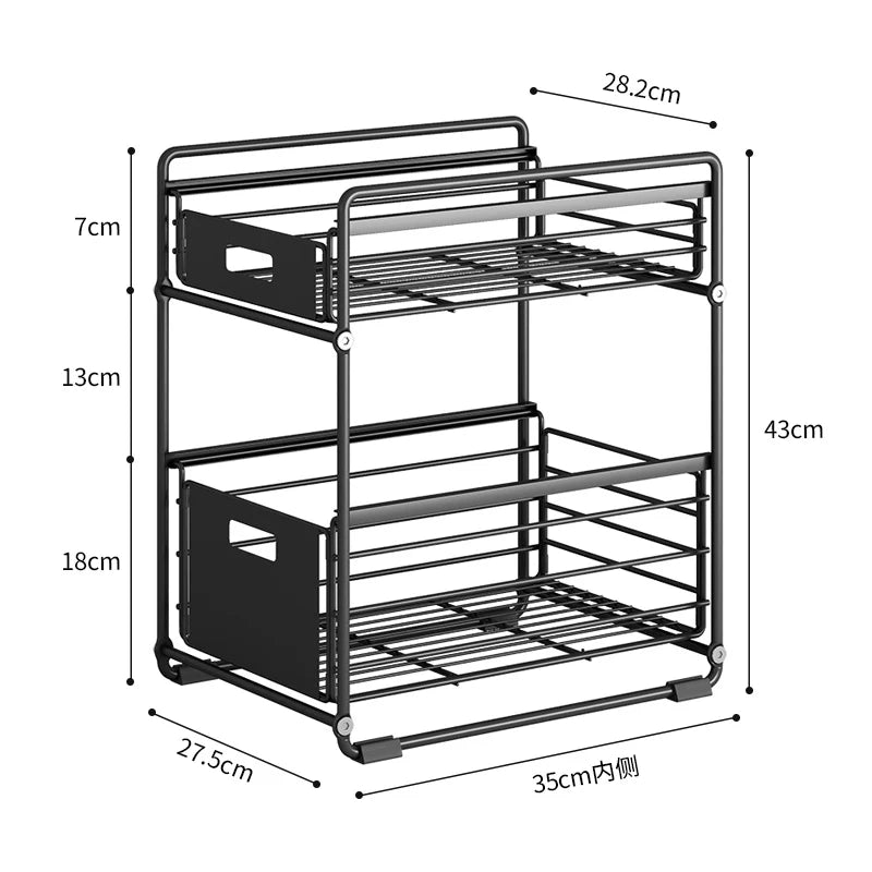 Dual-Tier Metal Multifunctional Standing Kitchen Rack Wall-Mounted Spice and Shelf Holder