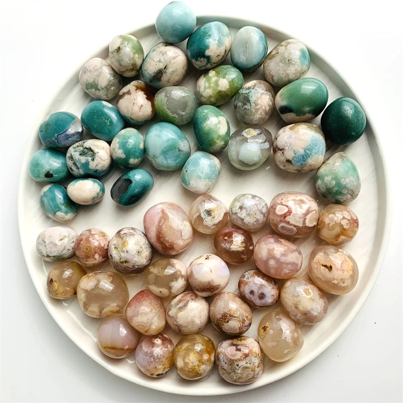 Wholesale Bulk Healing Stones pink and Green Flower Agate Tumbled Stone for Decoration & Gifts
