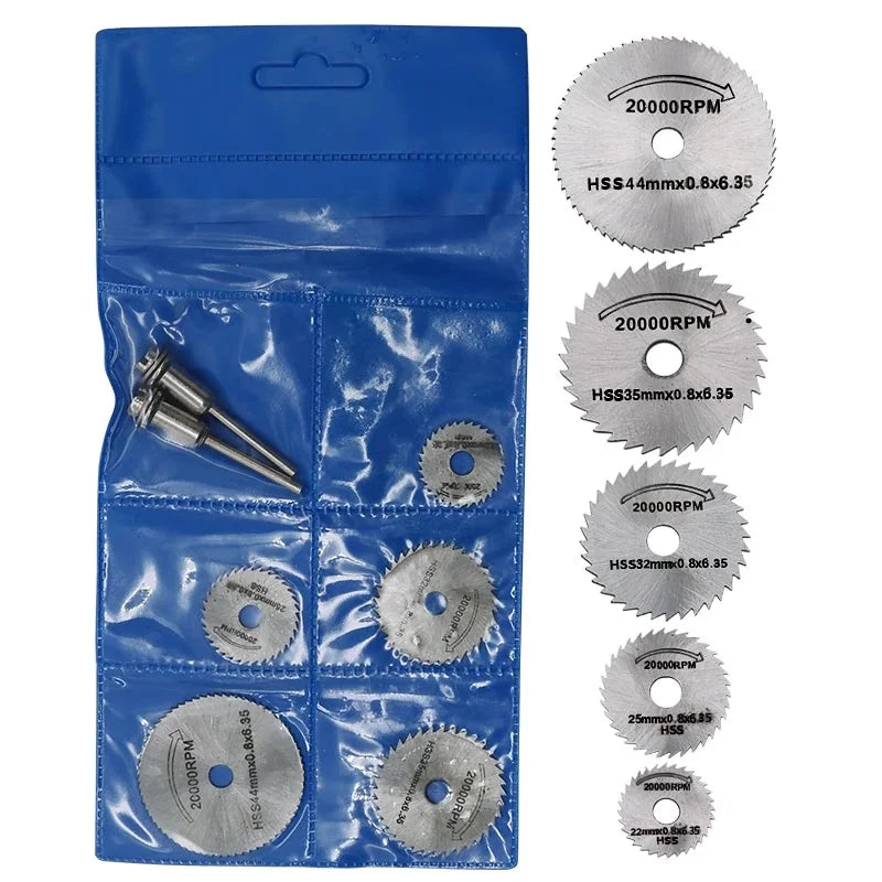 7pcs Mini HSS Circular Saw Blade Rotary Tool for Dremel Metal Cutter Power Tool Wood Cutting Discs Drill Set