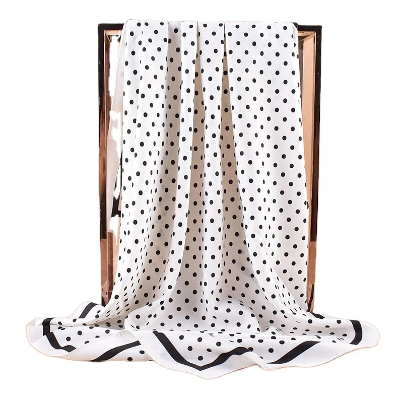 2025 New Small Dot Printed Polyester Square Scarf 90 Twill Silk Multi-Functional Dual Purpose Shawl Outfit Decoration Wholesa