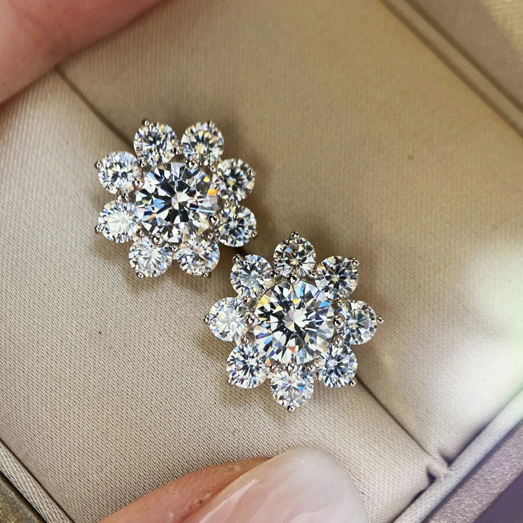 CAOSHI Silver Color Flower Design Sparking Women Earrings Simulate Diamond Wedding Hot Sell Jewelry Cheap Stud Earrings OEM/O
