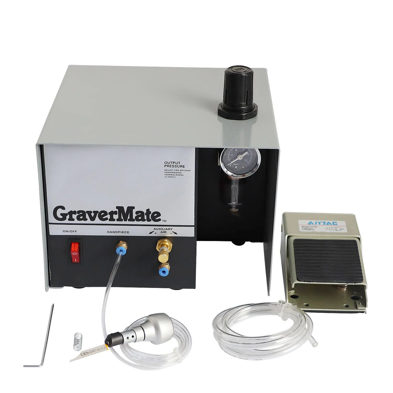Auble Model 0168 1400 RPM Adjustable Speed Pneumatic Hand Engraving Machine 80W Graver Handpiece Single Head Jewelry
