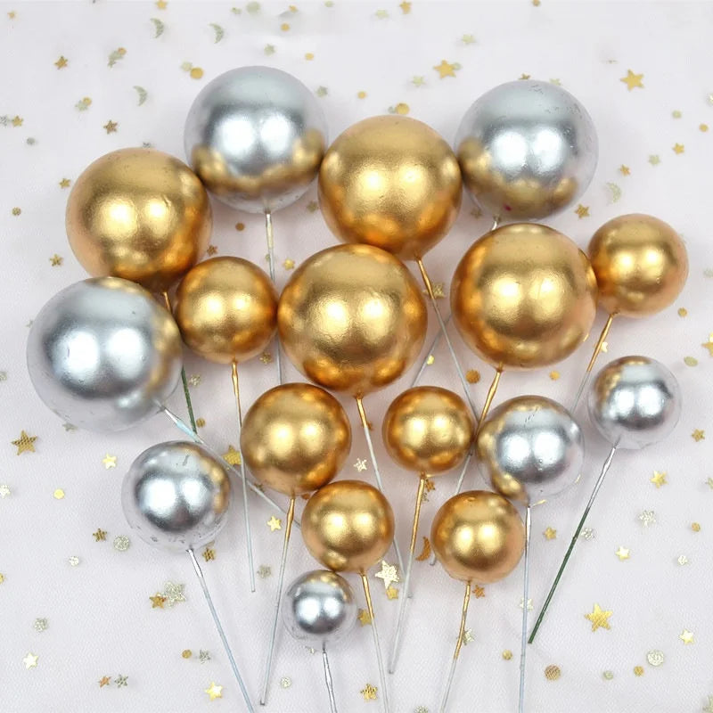 Cake Decoration Glitter Ball Pink White Glitter Ball Gold Silver Cake Decoration Baking Plug-in 20 Mixed 1 Package